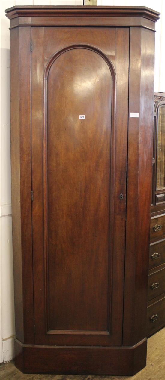 Tall mahogany standing corner cupboard